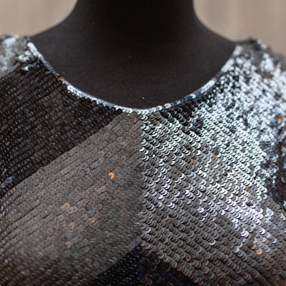 HH Haute Hippie Chevron Sequin Silk shift L - Picture 8 of 8